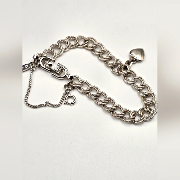 Monet Jewelry - Vintage Monet Silver Plated Heart Link Bracelet